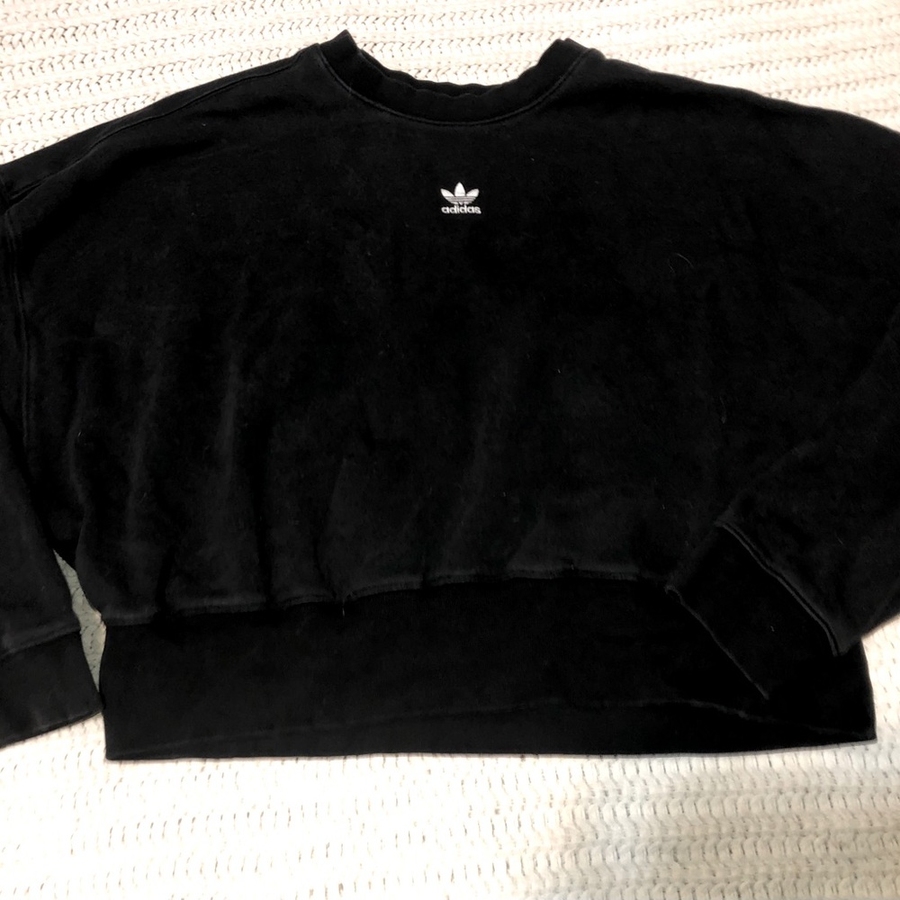 Adidas Womens Dicolor Essentials Black Fleece Sweatshirt Size Small